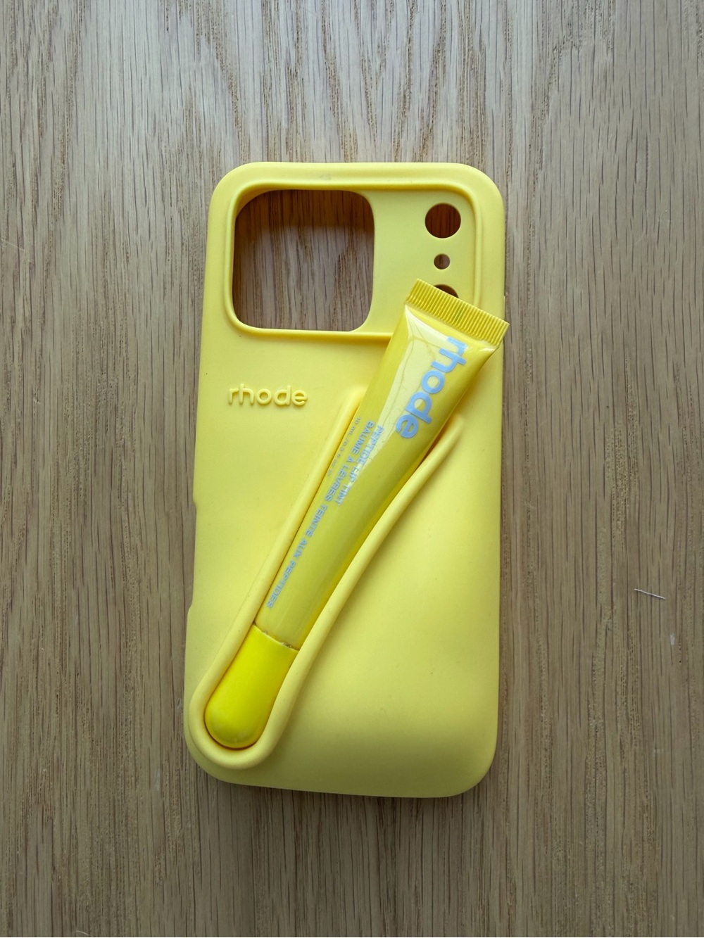 RHODE Yellow Silicone Phone Case with Built-In Lip Tint Holder